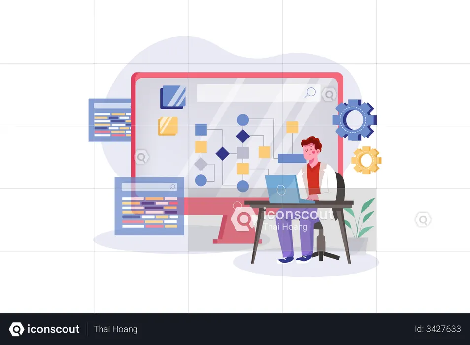Computer algorithm for AI  Illustration