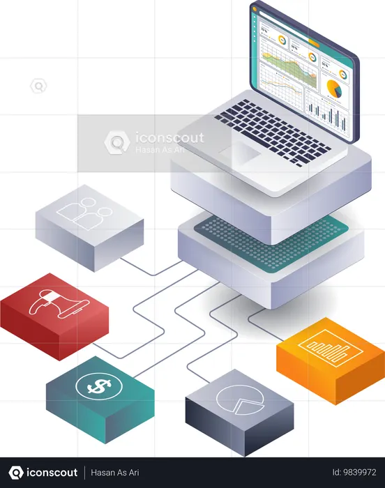 Computer Analysis in Business Development Networking  Illustration