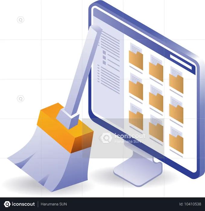 Computer application to clean folder data  Illustration