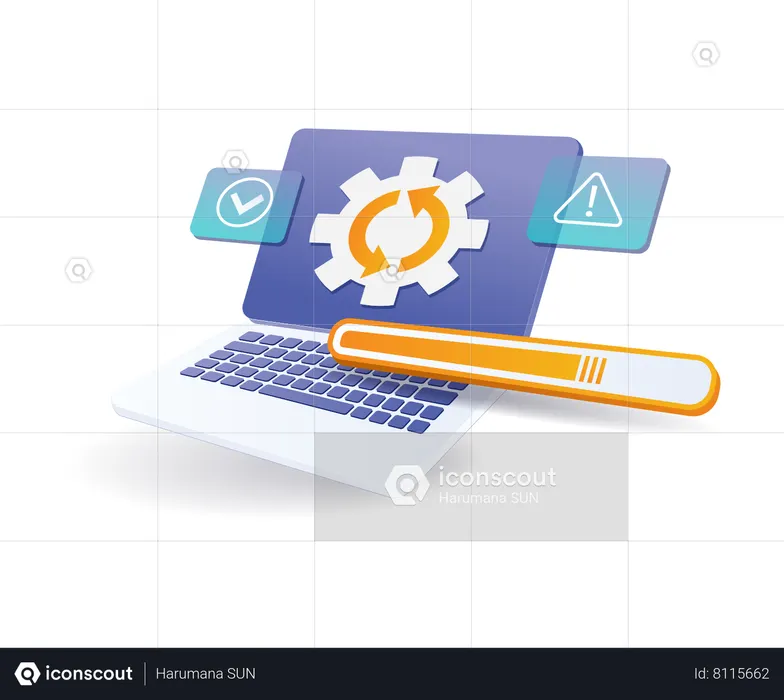 Computer application web update maintenance process  Illustration