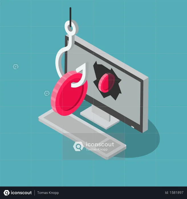 Computer cryptocurrency attack symbol  Illustration