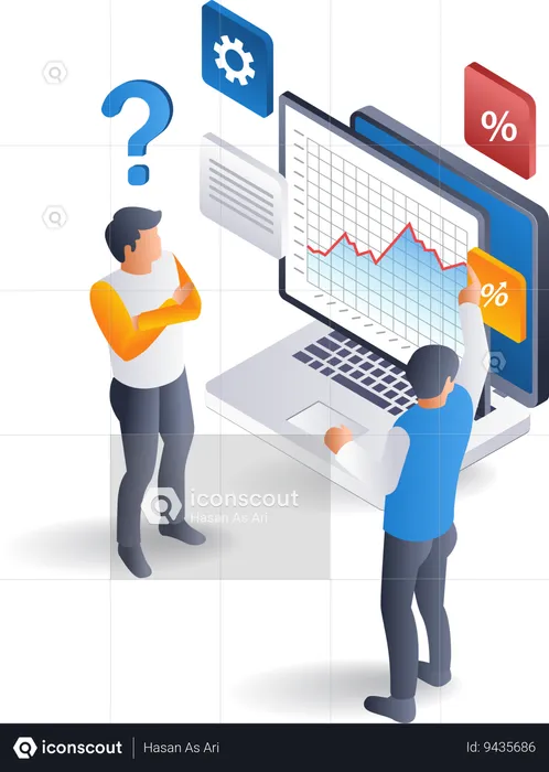 Computer data analysis business company  Illustration