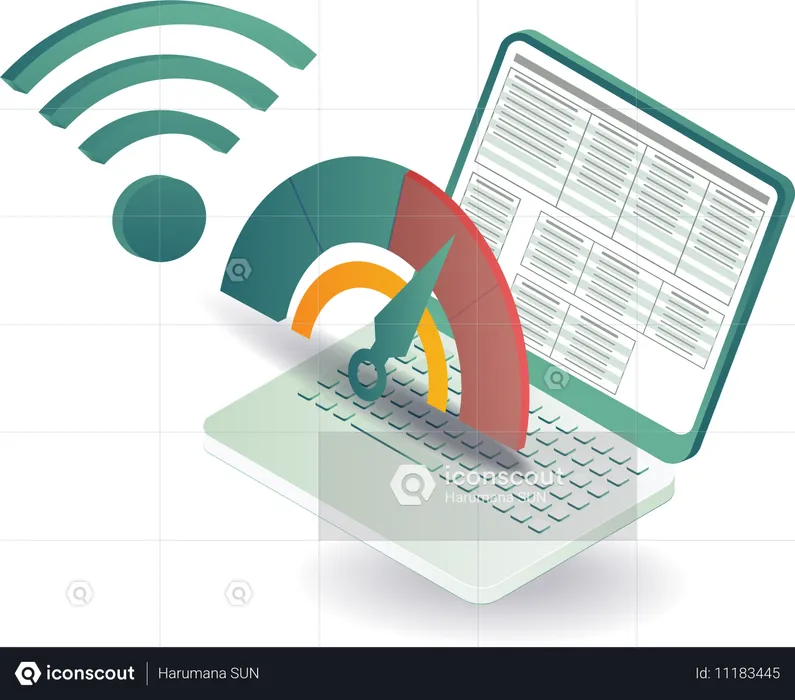 Wi-Fi 速度のコンピューター データ フォーム  イラスト