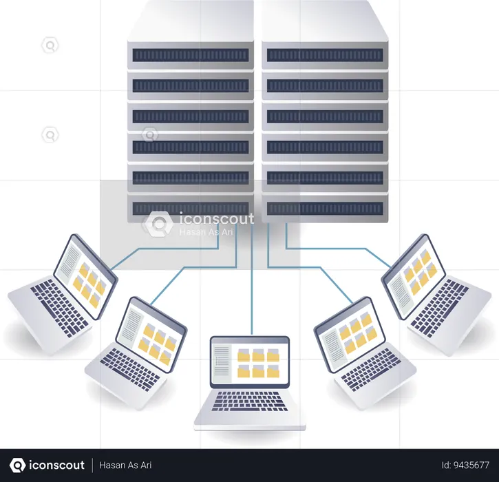 Computer data server technology  Illustration
