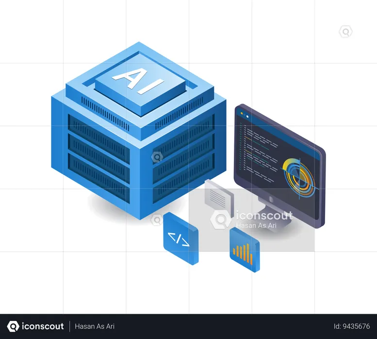 Computer data server technology  Illustration