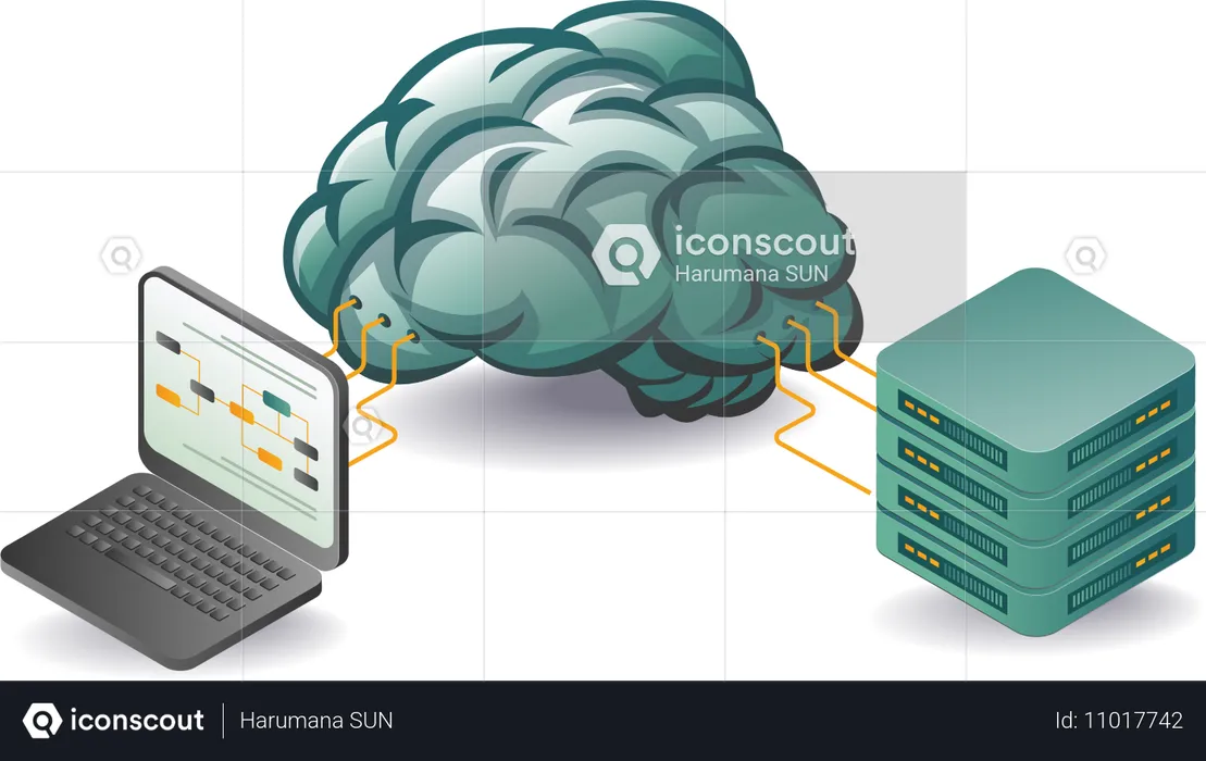 人工知能を搭載したコンピュータデータサーバー  イラスト