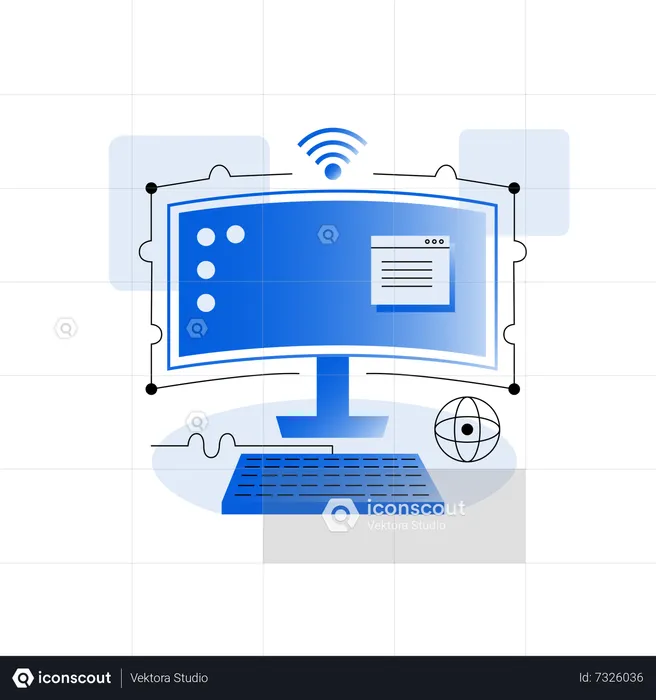 Computer Desktop Network  Illustration