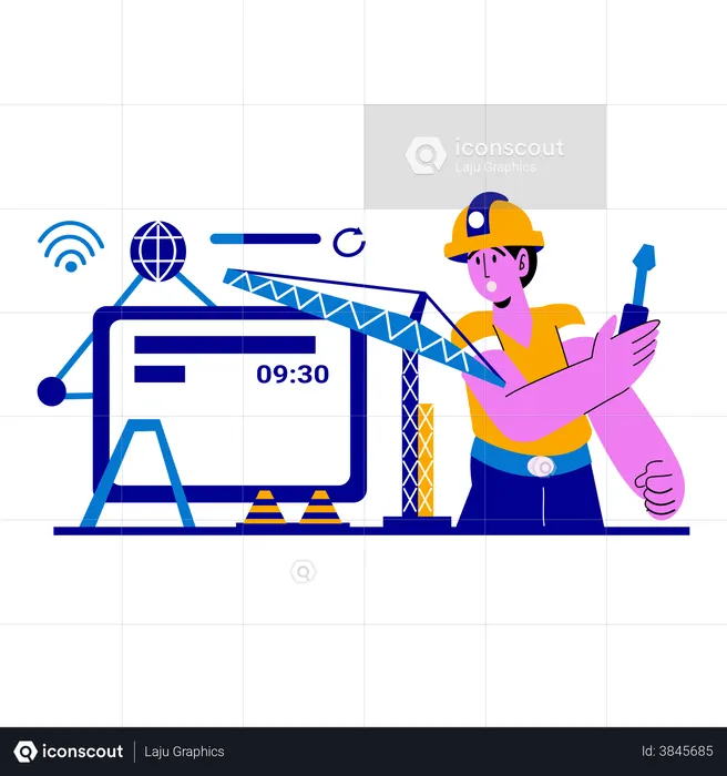 Computer Engineers constructing updated website  Illustration