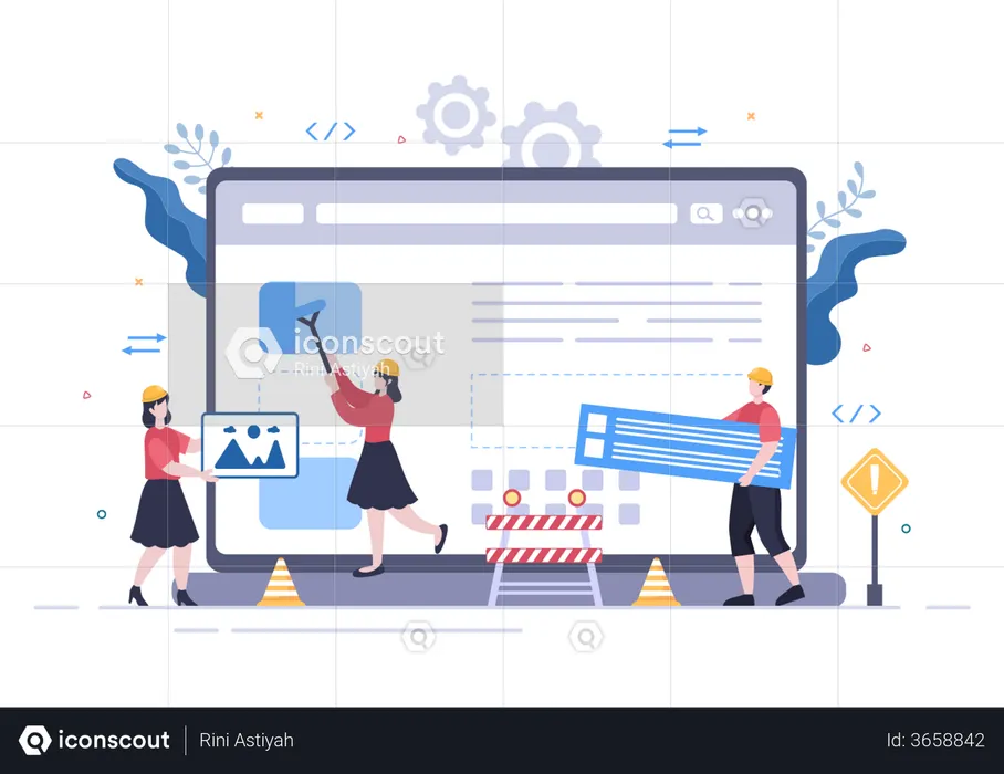 Computer Engineers Updating Website Illustration - Free Download Design ...