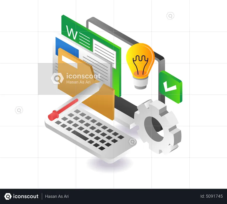 Computer file processing ideas  Illustration