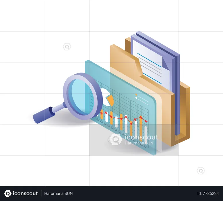 Computer folder data analysis  Illustration