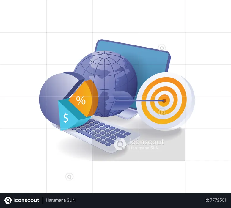 Computer internet analysis target  Illustration