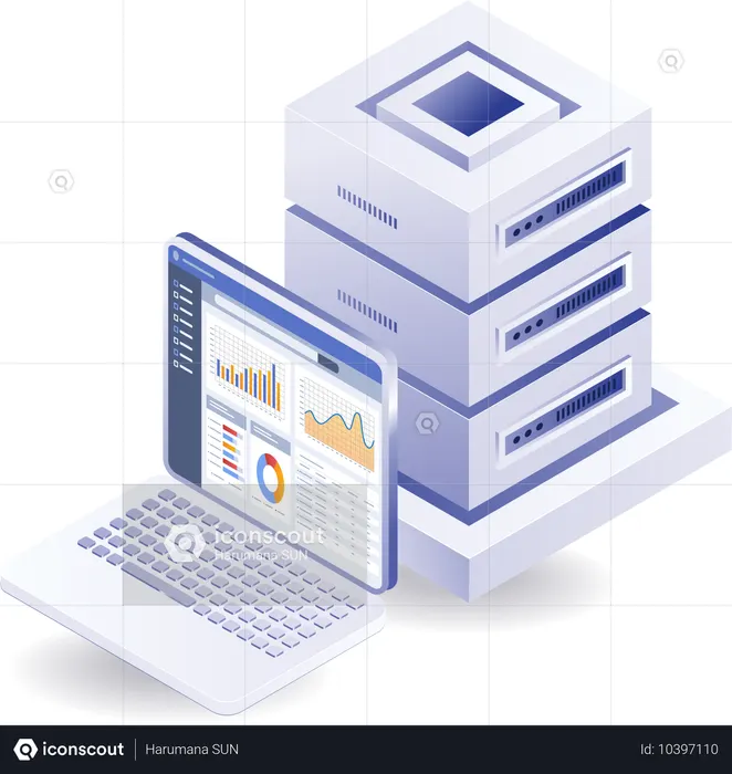 Computer management Server data analysis  Illustration