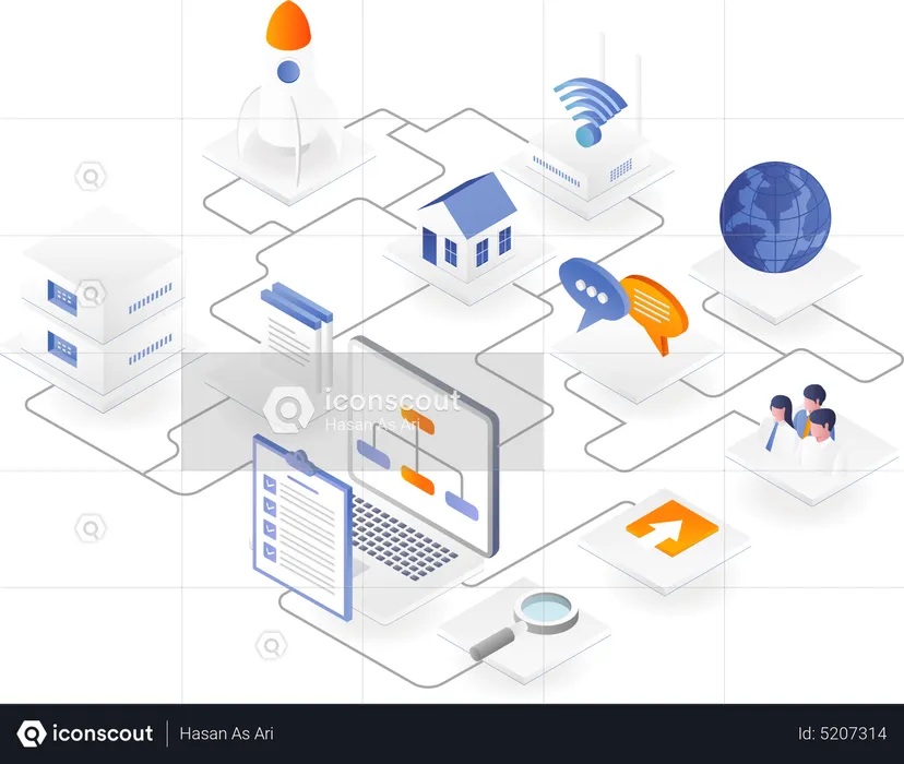 Computer network control system  Illustration