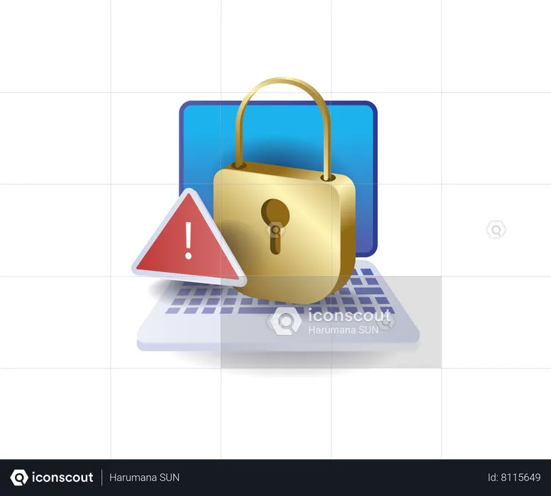 Computer personal data security warning  Illustration