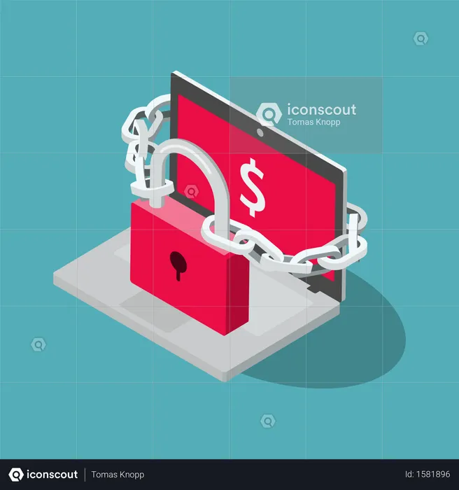 Computer ransomware attack symbol  Illustration