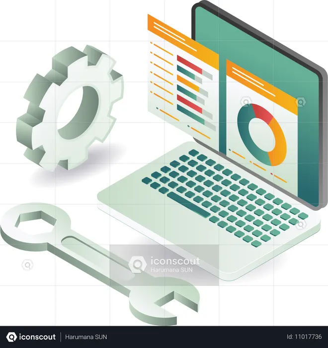 Computer repair analysis technology applications  Illustration