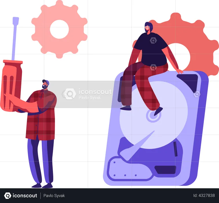 Computer Repairing  Illustration