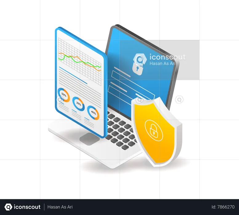 Computer server security data performance  Illustration