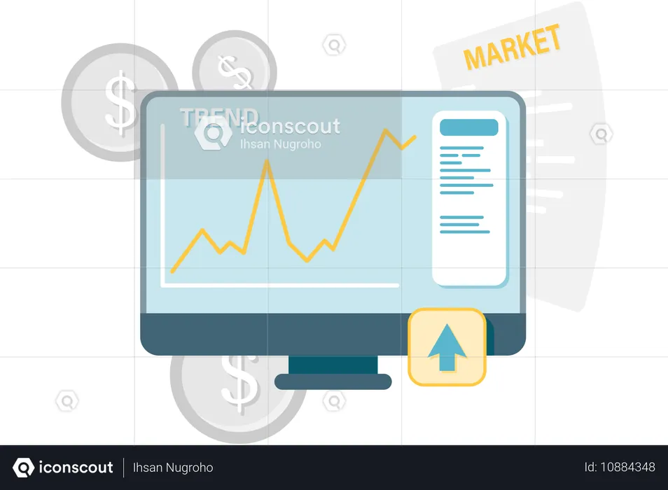 Computer showing line chart  Illustration