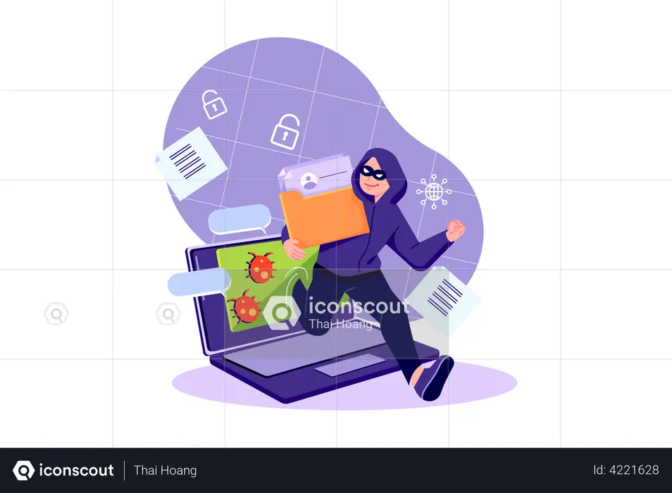 Computer Spyware Attack  Illustration