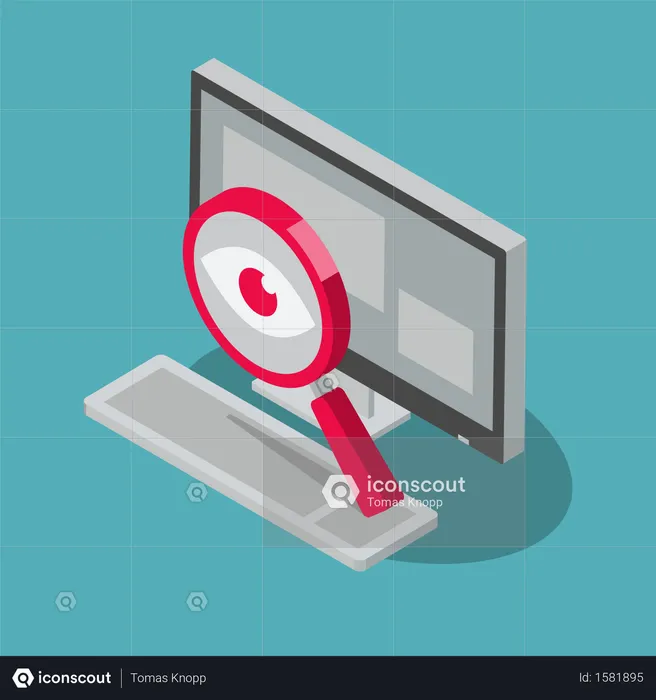Computer spyware attack symbol  Illustration