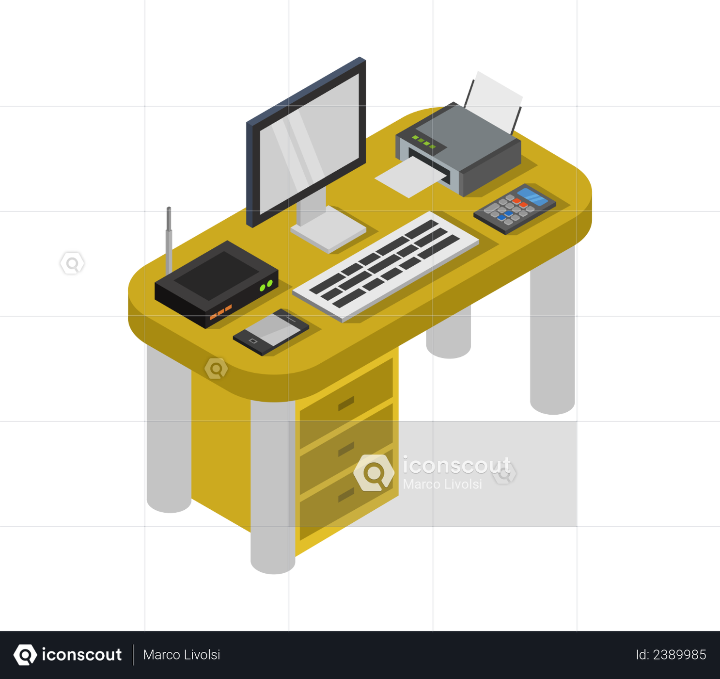 Best Premium Computer table Illustration download in PNG & Vector format