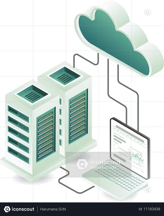 Computer technology and cloud server  Illustration