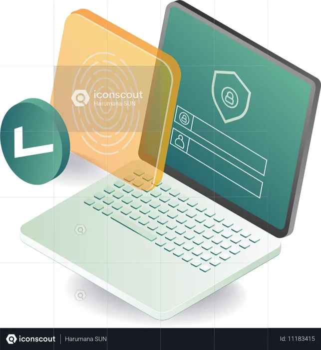 Computer technology data security symbols  Illustration