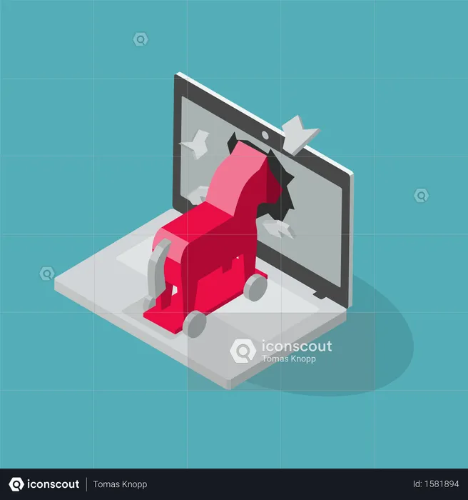 Computer trojan horse attack symbol  Illustration