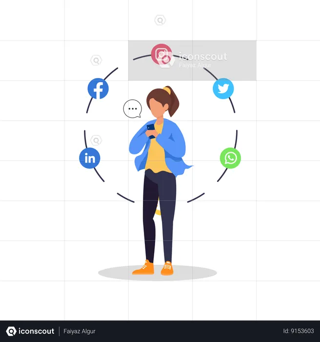 Comunicación en redes sociales  Ilustración