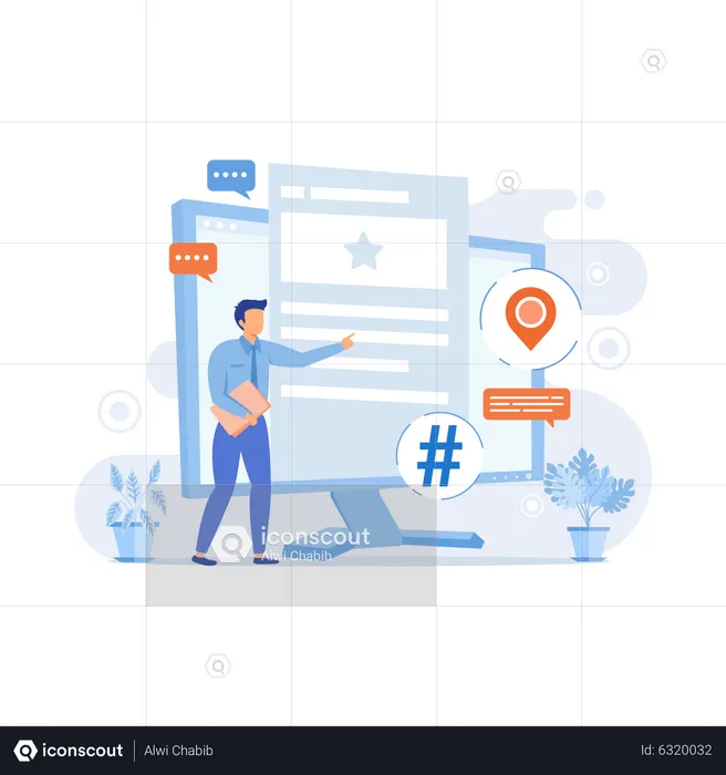 Comunicación en redes sociales  Ilustración