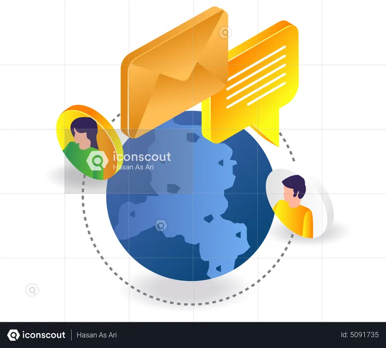 Comunicación de redes sociales a través de Internet.  Ilustración