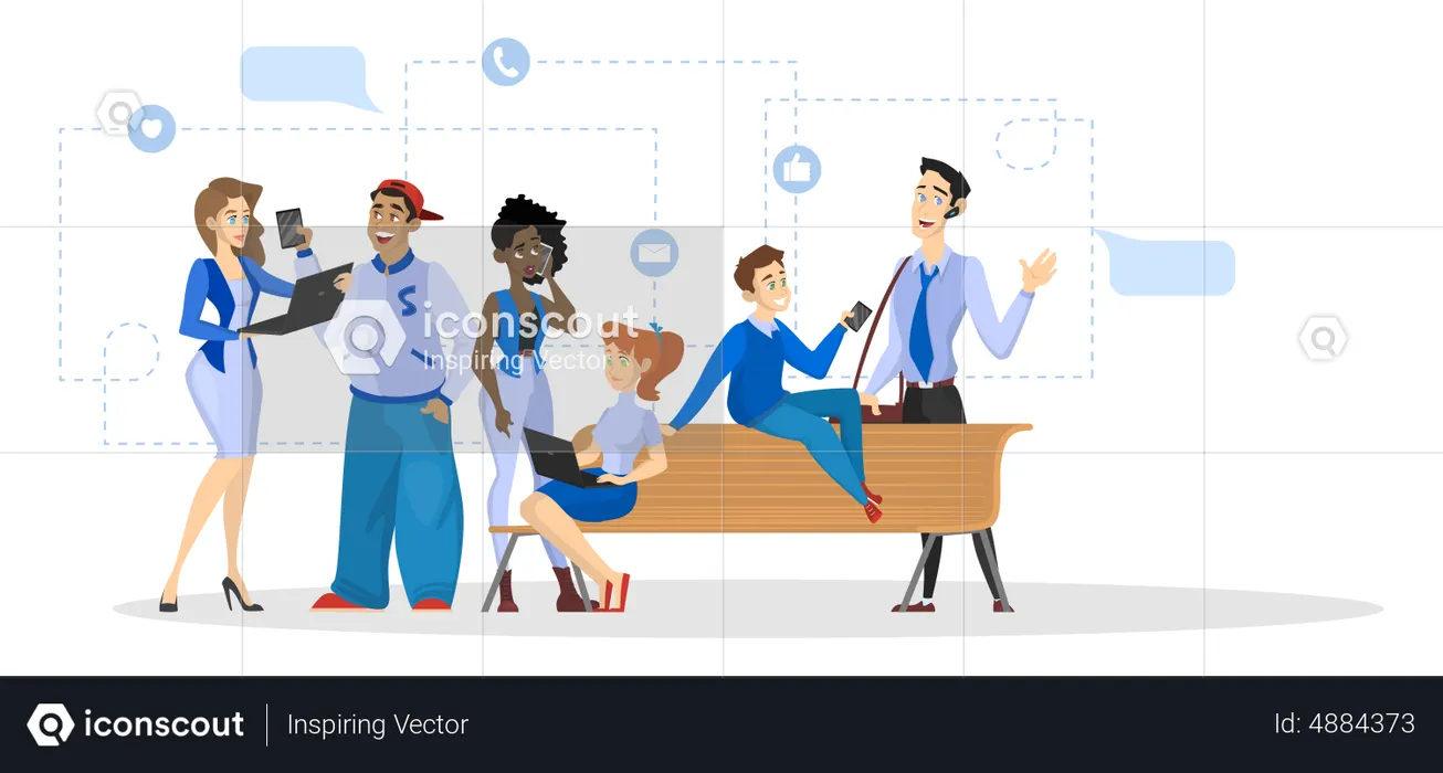 Comunicación en redes sociales  Ilustración