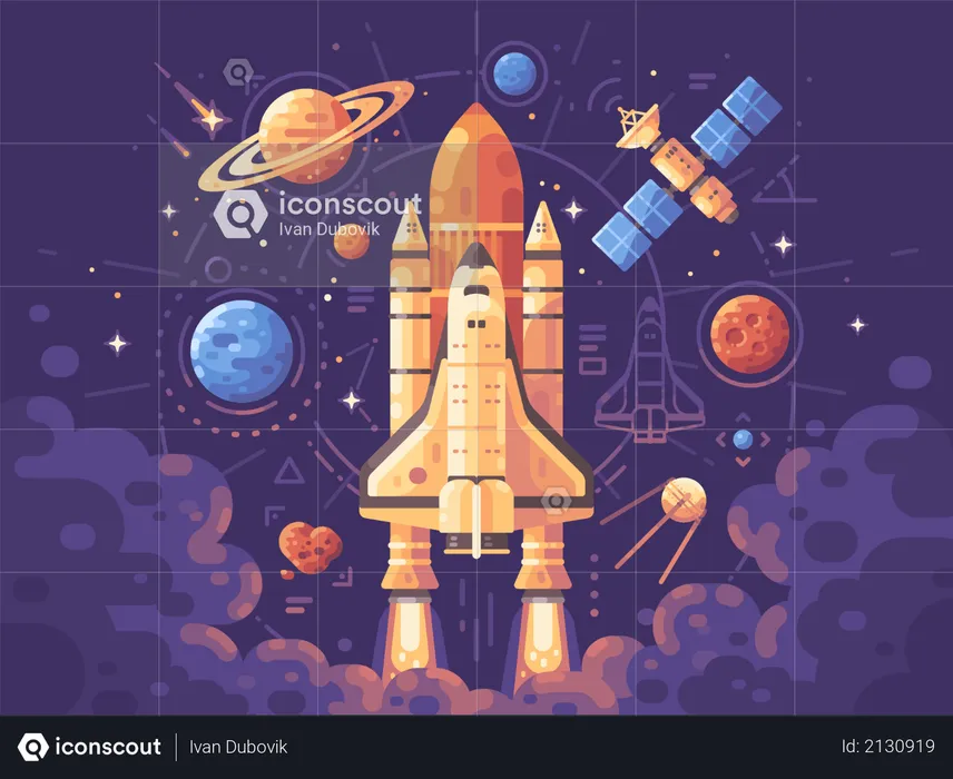 Conceito de exploração espacial  Ilustração