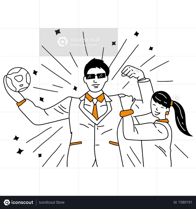 Concept about business director got success in business startup  Illustration