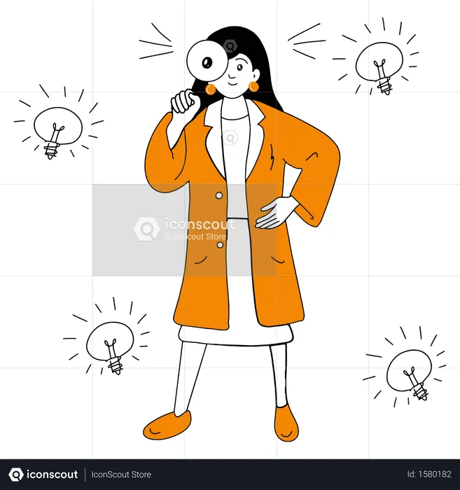 Concept of business lady doing Research And Development of product  Illustration