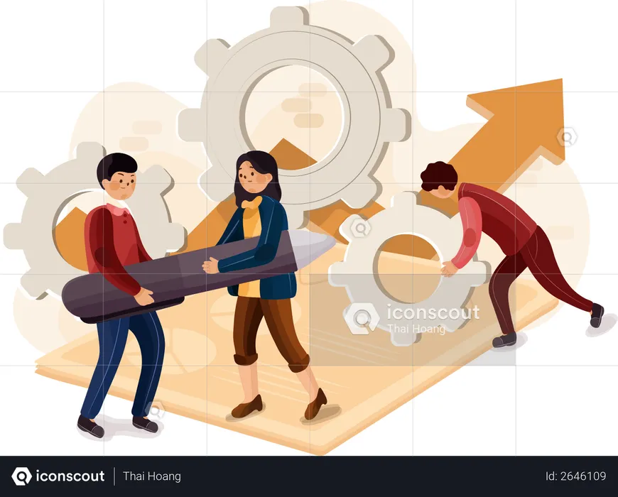 Concept of company startup and development team  Illustration