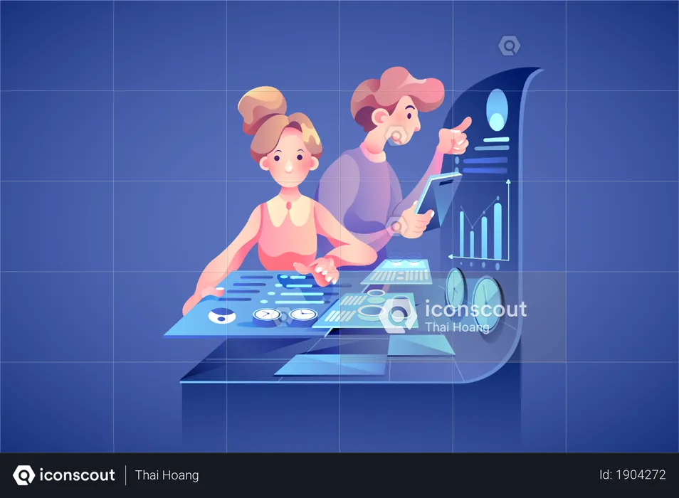 Concept of data management and dashboard  Illustration