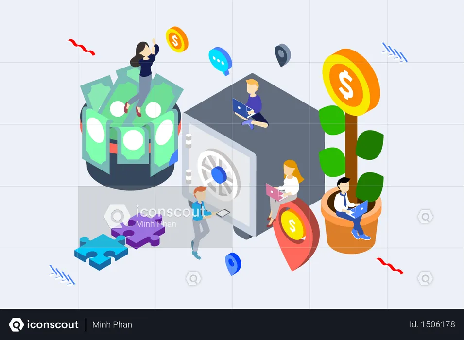 Concept of different type of eCommerce investments  Illustration