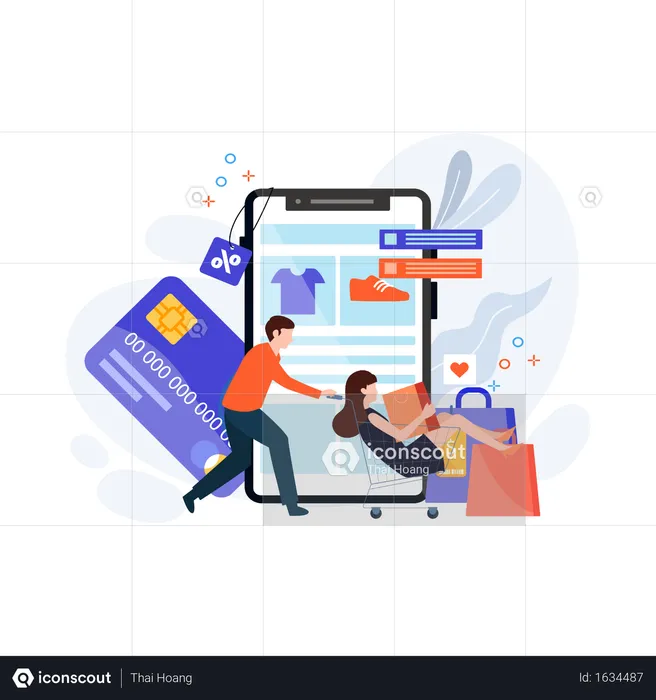 Concept of online shopping and bill payment  Illustration