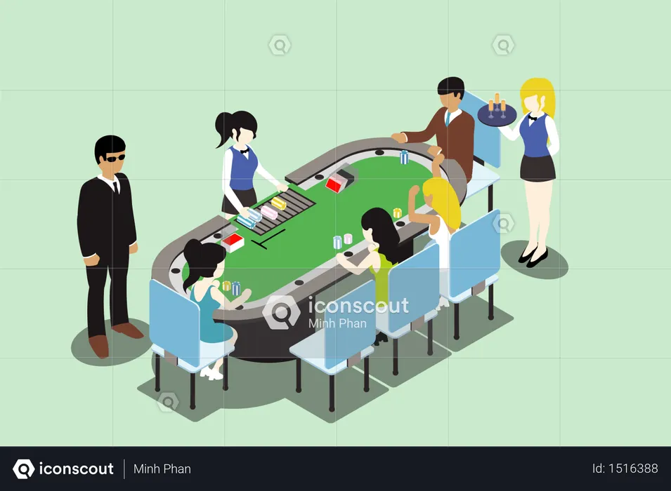 Concept of people playing poker in Casino  Illustration