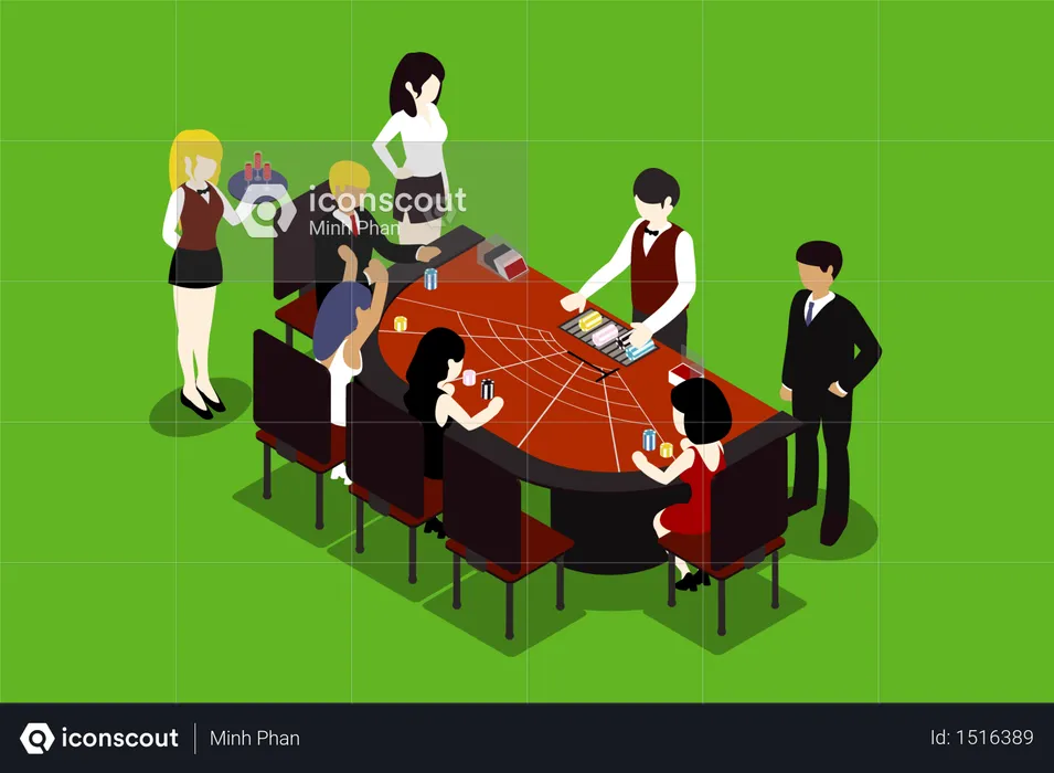 Concept of people playing poker in Casino  Illustration