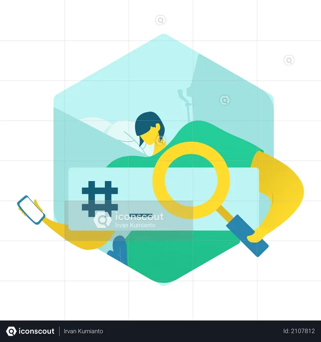 Search using hashtag on social media  Illustration