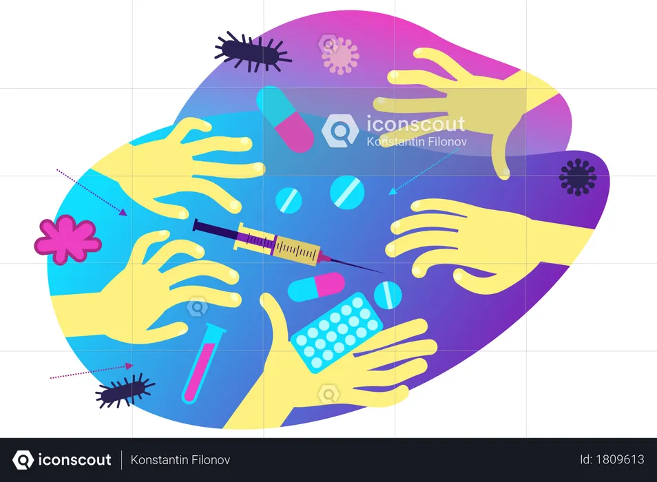 Concept of sickness and medicine  Illustration