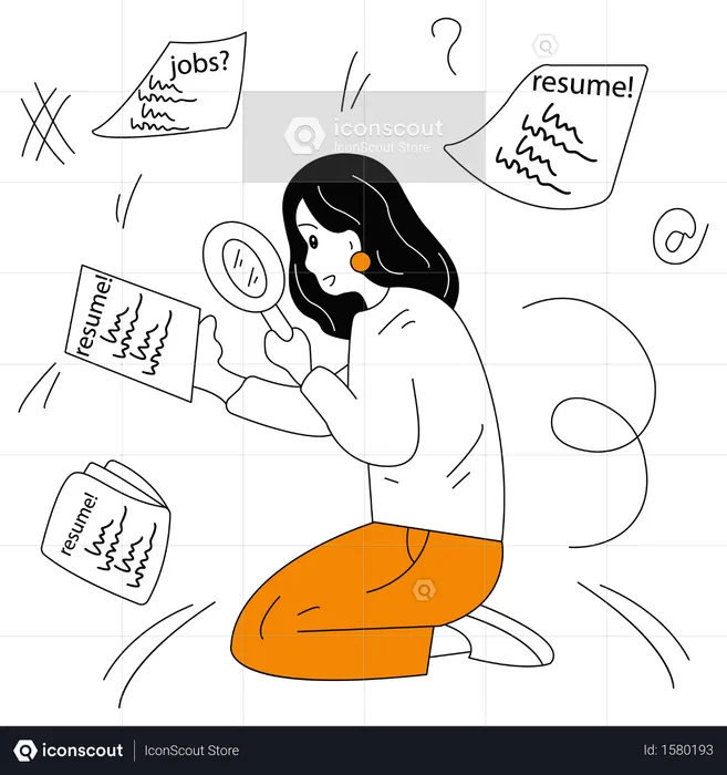 Concept of unemployed woman searching for job in startup company  Illustration
