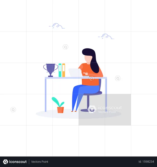 Concept of Woman Working in office  Illustration