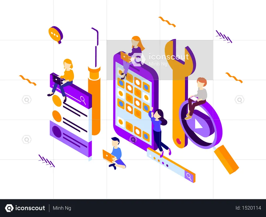 Concepto de desarrollo de aplicaciones.  Illustration