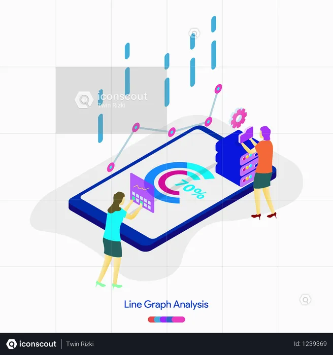 Concepto de ilustración de análisis de gráfico de líneas  Ilustración