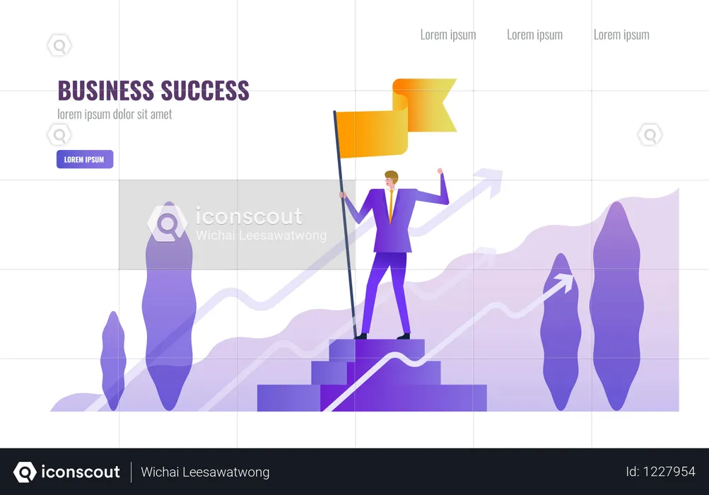 Concepto de liderazgo y éxito empresarial  Ilustración